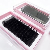 Extensions de cils longs naturels faits à la main en PBT vegan, courbure D 0,15 mm, noir mat, avec logo personnalisé, plateaux de cils volume