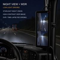 Rétroviseur électronique intelligent 12,3 pouces avec double caméra 1080P, vision nocturne BSD, WDR, DVR, enregistrement SD, étanche, écran partagé pour camion
