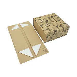 Boîte en carton pliable rigide en papier kraft vintage avec aimants vente en gros