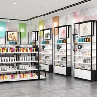 Comptoir de présentation de parfums auto-adhésif de luxe moderne et écologique pour magasin de détail, présentoir personnalisé pour vernis à ongles de salon de beauté