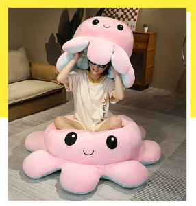 Peluche <span class=keywords><strong>Pieuvre</strong></span> Géante Réversible, Coussin Doux Double Face, Cadeau pour Filles - Product Image 1