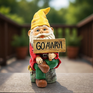 Figurine de jardin en résine peinte à la main, gnome avec chapeau en forme de champignon rouge et petite fleur escargot, décoration toute l'année, vente en gros - Product Image 1