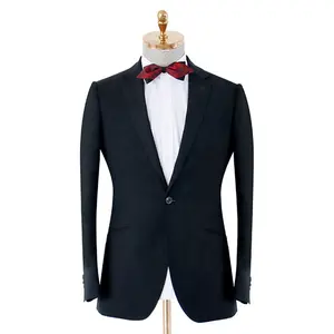 Yüksek kalite 100 yün adam takım elbise tek göğüslü Slim Fit parti iş için suit