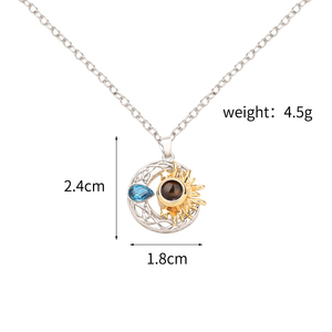 Joyería de Moda, Colgantes de Corazón con Zirconia, Personalizados con Foto Proyectada, 100 <span class=keywords><strong>Idiomas</strong></span>, <span class=keywords><strong>Te</strong></span> <span class=keywords><strong>Amo</strong></span>, <span class=keywords><strong>en</strong></span> Dos Colores, para Hombre - Product Image 2