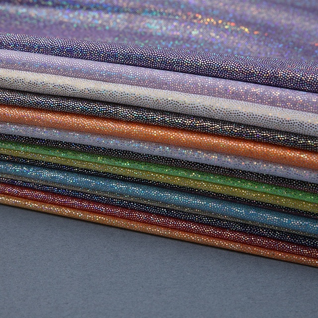 RTS Popular Ins Light Weight Shiny Hologram Foil Printed Spandex Holographic Fabric for Decoration/Dress