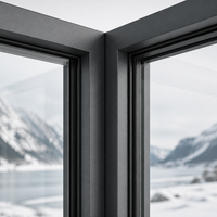 Hangxing Fenêtre panoramique d'angle à cadre foncé, vitrage fixe du sol au plafond, en aluminium, pour villas et hôtels, vente en gros