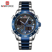 NAVIFORCE 9171 Montre sport pour homme Mouvement à quartz Montre pour homme en acier inoxydable Affichage de la semaine Montres cool pour homme Montre-bracelet
