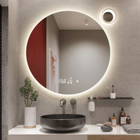 Miroir intelligent LED argenté pour salle de bain avec éclairage réglable, étanche, design moderne