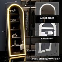 Baleeston FM006 Nouveau Miroir de Maquillage Moderne sur Pied avec LED Intégrées et Verre Arqué, Modèle 2023 Personnalisable
