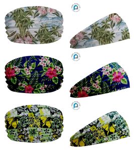 ربطات رأس هاواي رياضية للأماكن الخارجية عصرية مخصصة ، أربطة رأس نسائية عالية المرونة ، أربطة رأس من الإسبانديكس الاستوائية المزهرة - Product Image 6