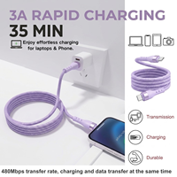 Câble magnétique auto-enroulable 100W en cuivre pur, cordon de charge rapide et de transfert de données, fil tressé anti-emmêlement pour téléphone et ordinateur portable