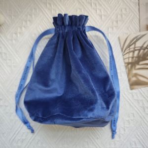 Custom Logo Printing Round Bottom Velvet Suede Gift <b>Drawstring</b> Packaging <b>Bag</b> Soft Velvet Cosmetic <b>Makeup</b> Pouch - Product Image 3