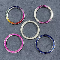 Lunette de montre de luxe en moissanite à taille étagée arc-en-ciel, avec un éclat éblouissant, pièce de rechange haut de gamme personnalisée