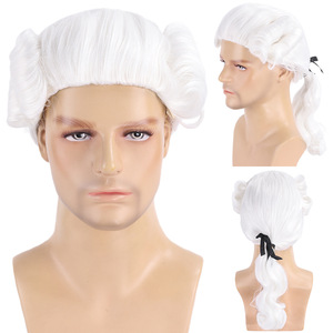 Peluca de Cosplay para Hombre, Estilo Juez, Abogado, Magistrado, en Negro, Blanco, Gris <span class=keywords><strong>y</strong></span> Beige, Fibra Sintética Resistente a Altas Temperaturas, Hecha a Máquina - Product Image 1