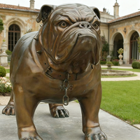 Sculpture de chien assis en bronze coulé, style animal réaliste, sur mesure, pour la décoration de cour de manoir