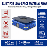 Robot AGV de levage à profil bas de 600 kg avec plateau tournant, navigation laser SLAM, précision de positionnement de 10 mm pour entrepôt et palettes