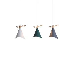 Modern single Heads Indoor Home decor deer horn wood pendant lamp chandelier light for Restaurant bedroom study room