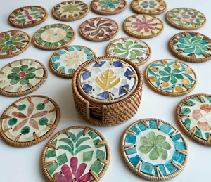 Sous-verres en bois peints de style chinois, écologiques, durables, résistants à la chaleur, faits à la main, pour table à collation, sous-verres pour tasses, vente en gros - Product Image 5