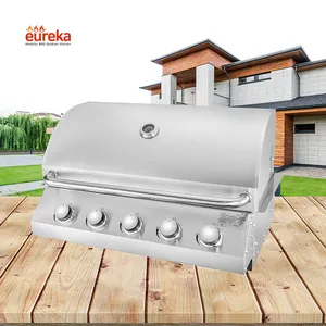 Outdoor Kitchen RV Gas Grill Barbecue Grill 5 Burner Built in Counter Top Stainless Steel Professional BBQ Grill