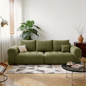 Cream Style Chenille Straight <b>Sofa</b> Double Triple Cloud Fabric Couch For <b>Small</b> Living Room Rental Home - Product Image 1
