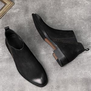 Chaussures en cuir à bout pointu pour hommes, en cuir véritable, chaussures de ville formelles, chaussures de mariage pour le marié, à semelle épaisse, rehaussantes, type Derby - Product Image 3