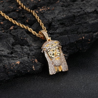 Kalung Liontin Rantai Bambu Tembaga Zirkon Desain Mahkota Bunga Duri Personalisasi Tren Jalanan Hip Hop Pria