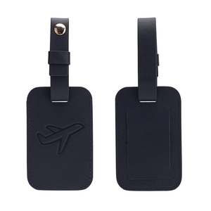 PU Leather Luggage Elegant Black PU Leather Luggage Tag Adjustable Metal Fastener <b>Strap</b> Travel <b>Suitcase</b> Name Tag - Product Image 2