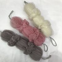Boule de fleur de bain exfoliante pour soins de la peau, lavage du dos, longue bande, boule de douche en maille