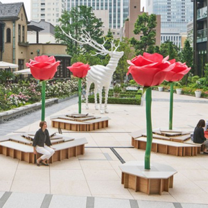 Centro comercial al aire libre de estilo moderno personalizado, escultura de iluminación de rosas, luces de paisaje, luces creativas verdes para Park Hotel - Product Image 5