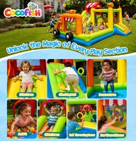 COCOFISH Combo Toboggan Gonflable et Château Gonflable Thème Food Truck, Parc Gonflable Extérieur pour Enfants