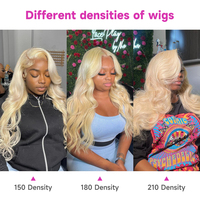 Perruques longues blondes miel brésiliennes entièrement faites à la machine pour femmes noires 613 20 pouces lisses avec closure 13x4x1 et frontal HD