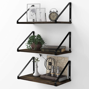 Solid Wood Wall Mounted <b>Shelf</b> 35.8cm Dark Brown Durable Living Room Storage <b>Rack</b> - Product Image 5