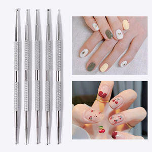 Outil de pointage des ongles en acier inoxydable avec brosse en nylon Mandala peinture strass sélecteur Nail Art stylo points applicateur pointeur - Product Image 2