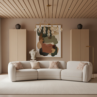 Canapé modulable incurvé de luxe moderne ZHIDA, canapé de salon rembourré beige clair avec oreillers décoratifs