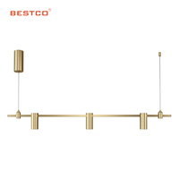 Suspension nordique moderne en laiton doré avec têtes de connexion variées, luminaire suspendu en cuivre à hauteur réglable pour villa et îlot de cuisine