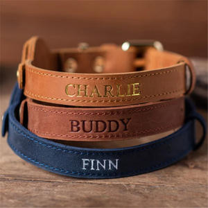 <span class=keywords><strong>Collar</strong></span> de Cuero Vacuno de Color Sólido Personalizado, Estilo Vintage, con Anillo Metálico para Mascotas, Perros y Gatos - Product Image 2