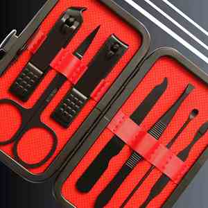 Cadeaux IStapromo, logo personnalisé, ensemble de coupe-ongles en acier inoxydable noir 7 en 1, kit de pédicure, étui de voyage, ensemble de manucure - Product Image 4