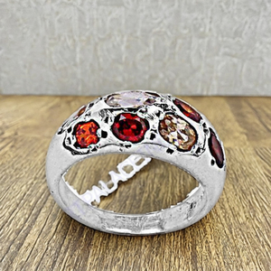 Art Palace 925 Silver Vintage Gemstone <b>Ring</b> With Multi Color <b>Crystal</b> Bezel Setting Unisex Everyday Wear - Product Image 3