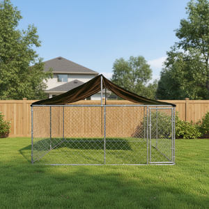 กรงสุนัขกลางแจ้งขนาด XXL โครงเหล็กชุบสังกะสีอย่างดี พร้อมรั้วสำหรับสุนัขและหลังคา - Product Image 1