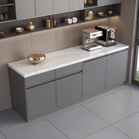 Meuble de bureau multifonctionnel intégré : comptoir de bar, buffet, table de thé, table à café, table de découpe et de lavage, style moderne et épuré