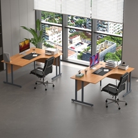 Bureau d'angle ergonomique en bois en forme de L moderne pour le télétravail, poste de travail informatique modulaire simple