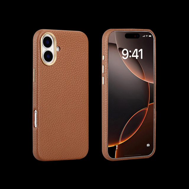 YUBO LEATHER Hot Sale Pebble Leather Phone Cover Case Real Leather Back Case Magnetic Phone Cover for iPhone 16 16 Plus