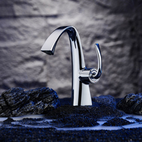 Robinet de lavabo col de cygne au design moderne, monocommande chaud/froid, pour salle de bain domestique, en laiton et zinc