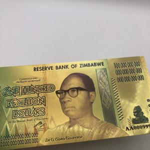 Billete de Banco de Oro de Zimbabue de 100 Quintillones de Dólares, Conmemorativo, de Colección, con Número de Serie Diferente y Recubrimiento UV - Product Image 1