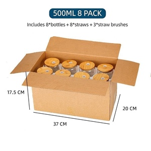 ชุดแก้วแก้วน้ำ 8 ใบ ขนาด 16 ออนซ์ 500 มล. พร้อมฝาปิด หลอดดูด แปรงทำความสะอาด รูปทรงกระป๋อง ทนความร้อน ใช้กับช่องแช่แข็งได้ ดีไซน์ทันสมัย สำหรับใช้ในบ้านและงานปาร์ตี้ - Product Image 5