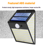 Lampe murale solaire extérieure à LED 158/128/208 avec détecteur de mouvement sans fil, éclairage de sécurité IP65 pour jardin, batterie incluse, alimentation CC