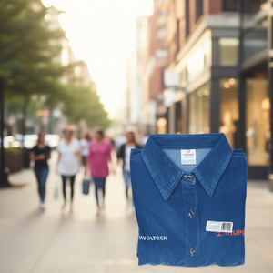 Camicia in denim a maniche lunghe da donna Truper, tinta unita, casual, con bottoni frontali, vestibilità regolare, lavabile, blu, per la primavera - Product Image 2