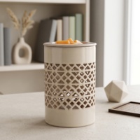 Brûleur d'encens électrique en céramique sculptée, Lampe chauffe-cire électrique, Chauffe-bougie, Lampe à parfum, Brûleur de cire, Cire fondante aromatique ETL