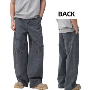 Tùy chỉnh chất lượng cao đường phố mặc cổ điển thẳng quần rộng chân khâu tiếp xúc khâu chi tiết quá khổ rửa jeans cho nam giới của - Product Image 2