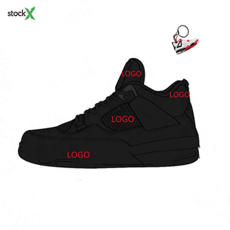 With Box Stock Retro Basketball Shoes 4s logo Desert Moss White Oreo Black Cat Bred Mens White Sports Sneaker Designer Trainers